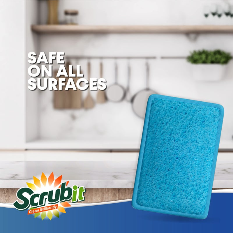 SCRUBIT - [12 Pack] Scrub and Wipe Cleaning Pads â€“ Dual Sided Scouring Pad and Dish Sponge -Reusable Kitchen Sponge for Pots, Pans Utensils & Non-Stick Cookware - Assorted Color Dishwashing sponges - Image 3
