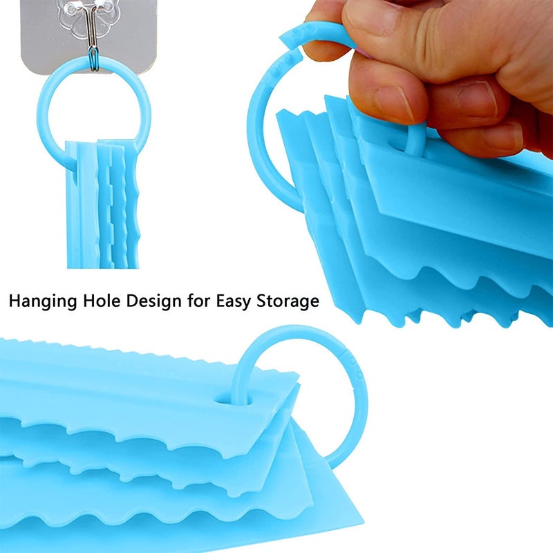 INKULTURE Plastic Tall Cake Scraper Cutter Tool for Icing and Decoration Size 86 inch X 26 inch 04 Pcs Blue - Image 3