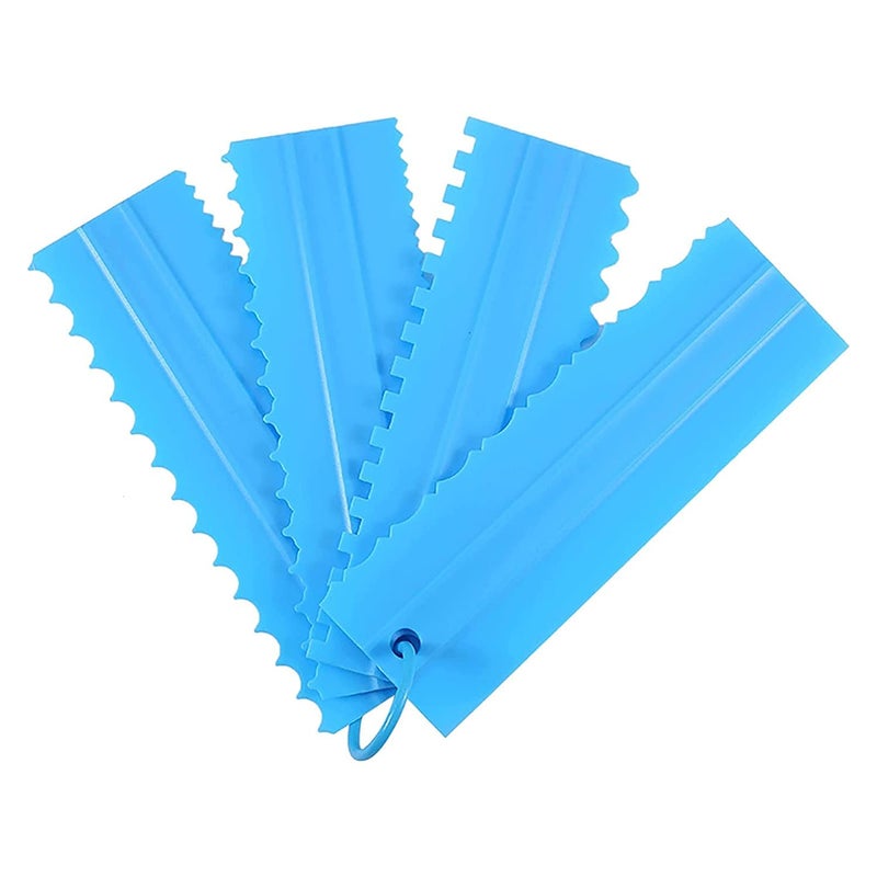 INKULTURE Plastic Tall Cake Scraper Cutter Tool for Icing and Decoration Size 86 inch X 26 inch 04 Pcs Blue - Image 1