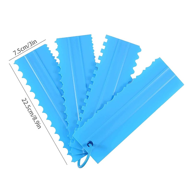 INKULTURE Plastic Tall Cake Scraper Cutter Tool for Icing and Decoration Size 86 inch X 26 inch 04 Pcs Blue - Image 2