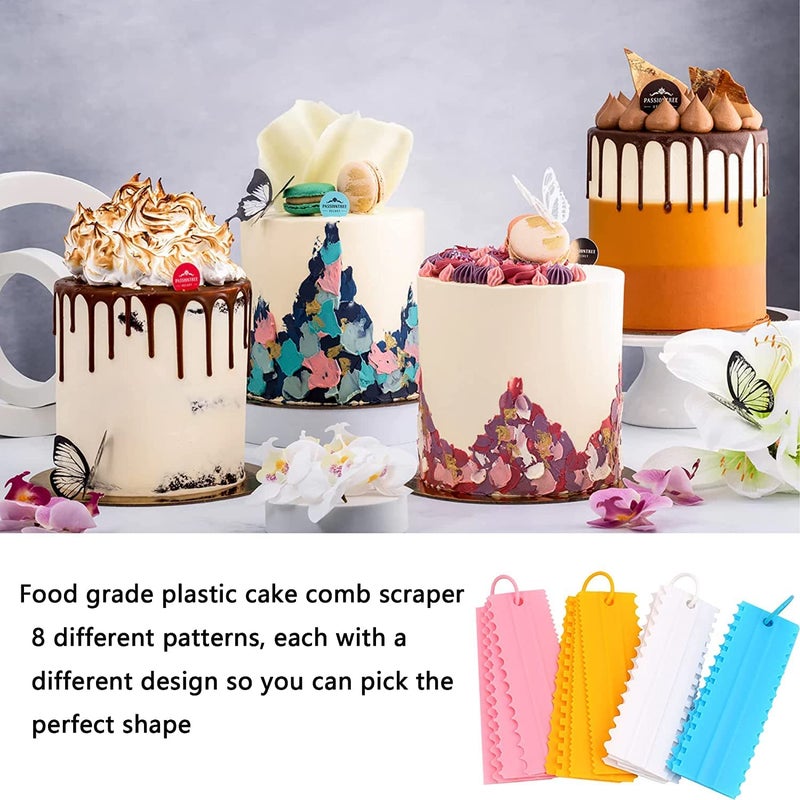 INKULTURE Plastic Tall Cake Scraper Cutter Tool for Icing and Decoration Size 86 inch X 26 inch 04 Pcs Blue - Image 4