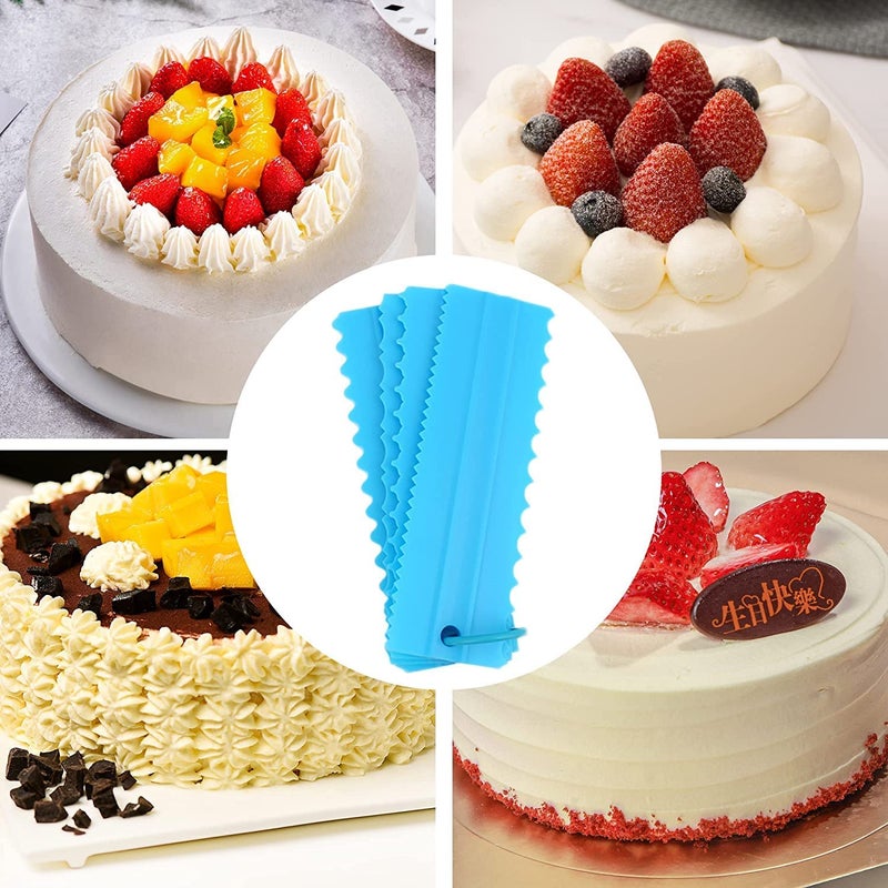 INKULTURE Plastic Tall Cake Scraper Cutter Tool for Icing and Decoration Size 86 inch X 26 inch 04 Pcs Blue - Image 5