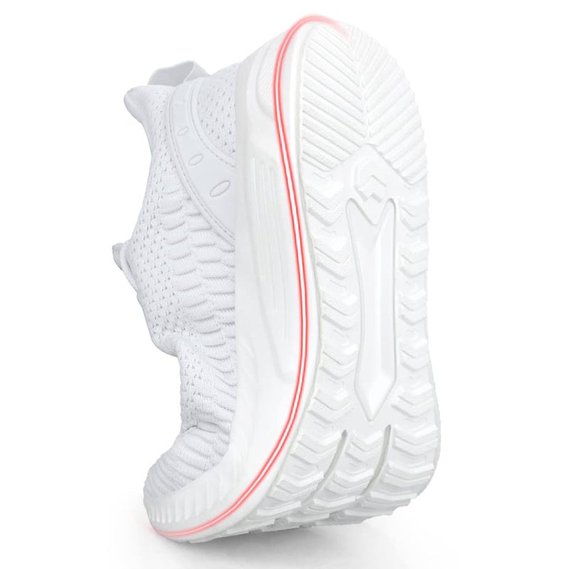 Feethit Mens Slip On Walking Shoes Blade Tennis Shoes Non Slip Running Shoes Lightweight Workout Shoes Breathable Mesh Fashion Sneakers All White Size 12 - Image 5