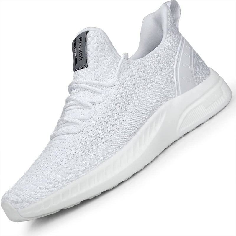 Feethit Mens Slip On Walking Shoes Blade Tennis Shoes Non Slip Running Shoes Lightweight Workout Shoes Breathable Mesh Fashion Sneakers All White Size 12 - Image 1