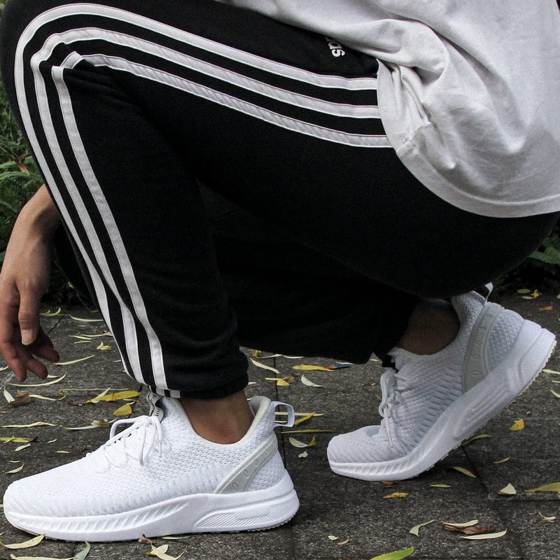Feethit Mens Slip On Walking Shoes Blade Tennis Shoes Non Slip Running Shoes Lightweight Workout Shoes Breathable Mesh Fashion Sneakers All White Size 12 - Image 2