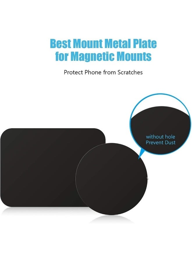 Mount Metal Plate With Adhesive For Magnetic Cradle-Less Mount - X4 Pack 2 Rectangle And 2 Round (Compatible With Magnetic Mounts) (Black) - Image 4