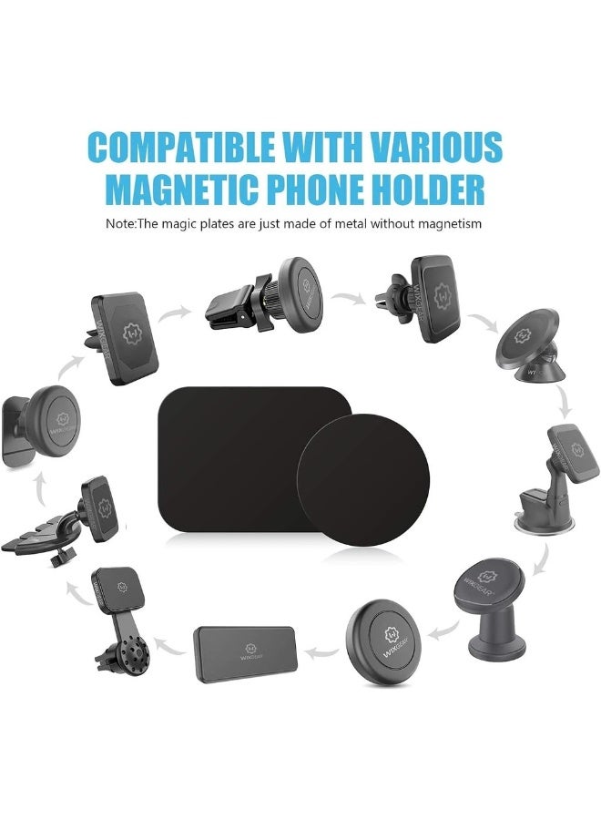 Mount Metal Plate With Adhesive For Magnetic Cradle-Less Mount - X4 Pack 2 Rectangle And 2 Round (Compatible With Magnetic Mounts) (Black) - Image 3