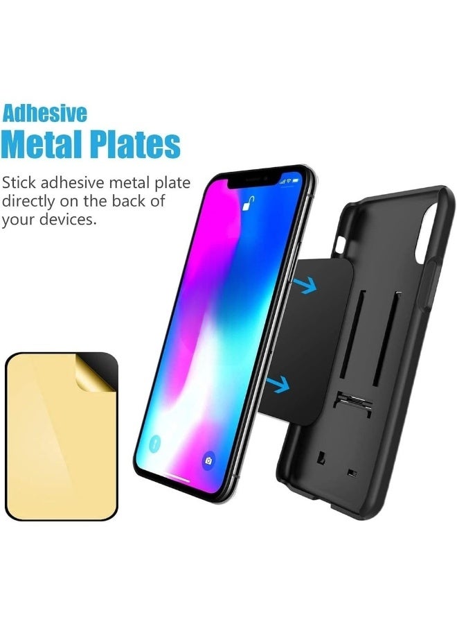 Mount Metal Plate With Adhesive For Magnetic Cradle-Less Mount - X4 Pack 2 Rectangle And 2 Round (Compatible With Magnetic Mounts) (Black) - Image 5