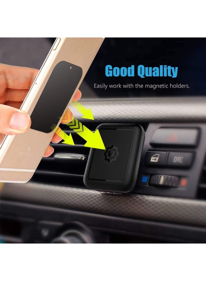 Mount Metal Plate With Adhesive For Magnetic Cradle-Less Mount - X4 Pack 2 Rectangle And 2 Round (Compatible With Magnetic Mounts) (Black) - Image 2