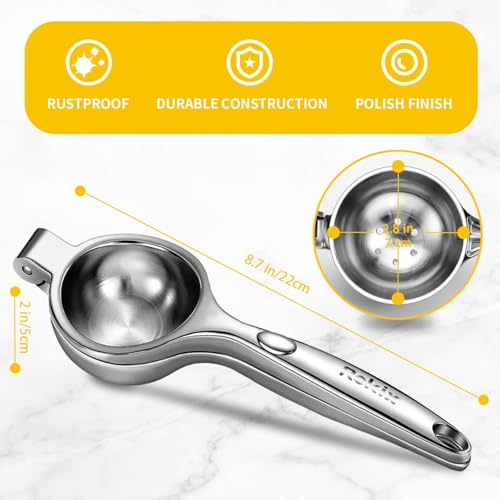 Rekix عصارة الليمون ريكيكس، عصارة الليمون اليدوية ذات أقصى استخراج، عصارة البرتقال اليدوية الثقيلة، عصارة الليمون المعدنية المتينة، عصارة الفواكه الحمضية المحمولة القابلة للاستخدام في المطبخ والبار، إكسبريمدور دي ليمونيس - Image 2