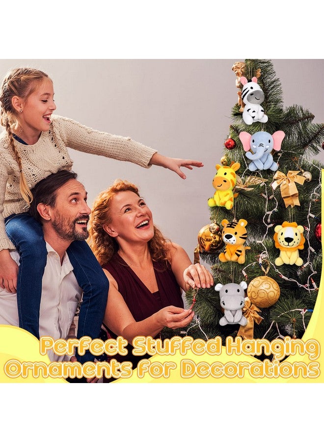 Aoriher 6 Pcs Mini Stuffed Forest Animals Jungle Bulk Plush Animal Toys 4 Inch Cute Plush Elephant Lion Giraffe For Baby Shower Christmas Birthday Gift Stuffer Animal Themed Party Decoration - Image 4