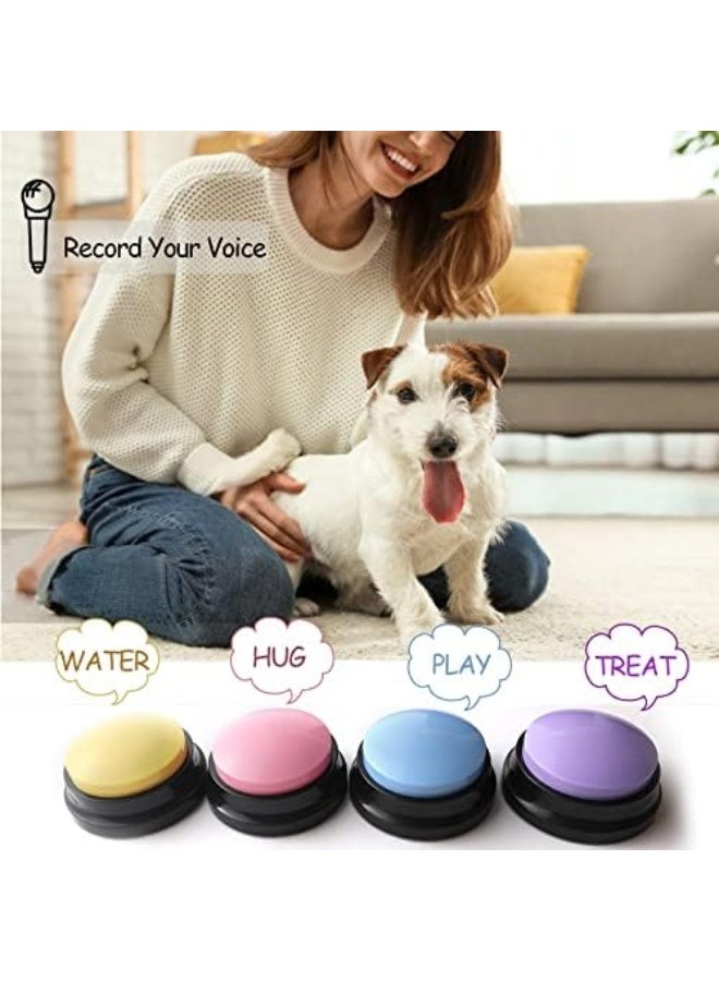 Voice Recording Button, Dog Buttons for Communication Pet Training Buzzer, 30 Second Record & Playback, Funny Gift for Study Office Home 4 Packs (Blue+Pink+Yellow+Purple) - Image 2