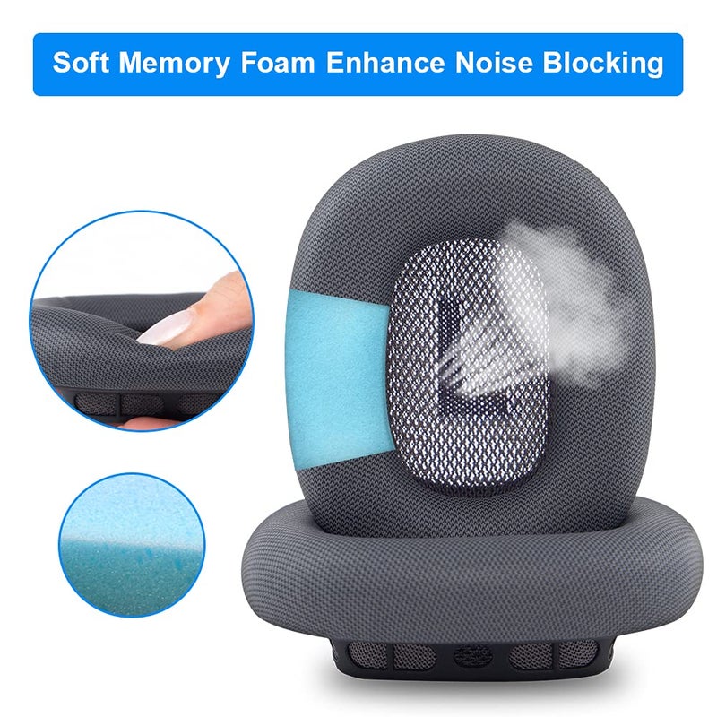 Link Dream Replacement Ear Cushion for AirPods Max Memory Foam with Protein Leather Magnetic Ear Pads for AirPods Max (Black) - Image 3