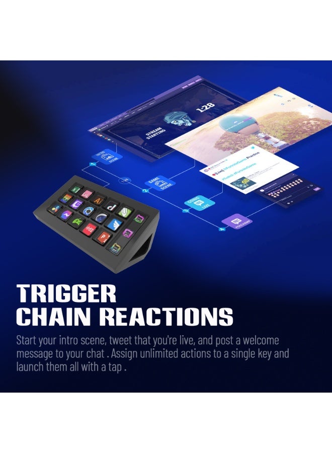 FlashHawk Stream Controller - Streaming Keyboard Deck with 15 LCD Macro Keys Customizable to Trigger Actions in OBS Twitch YouTube Compatible with PC & Mac for Content Creators Streaming Gaming  - Image 5