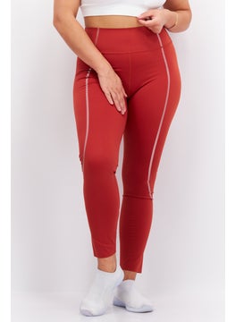Women Plain Leggings, Orange