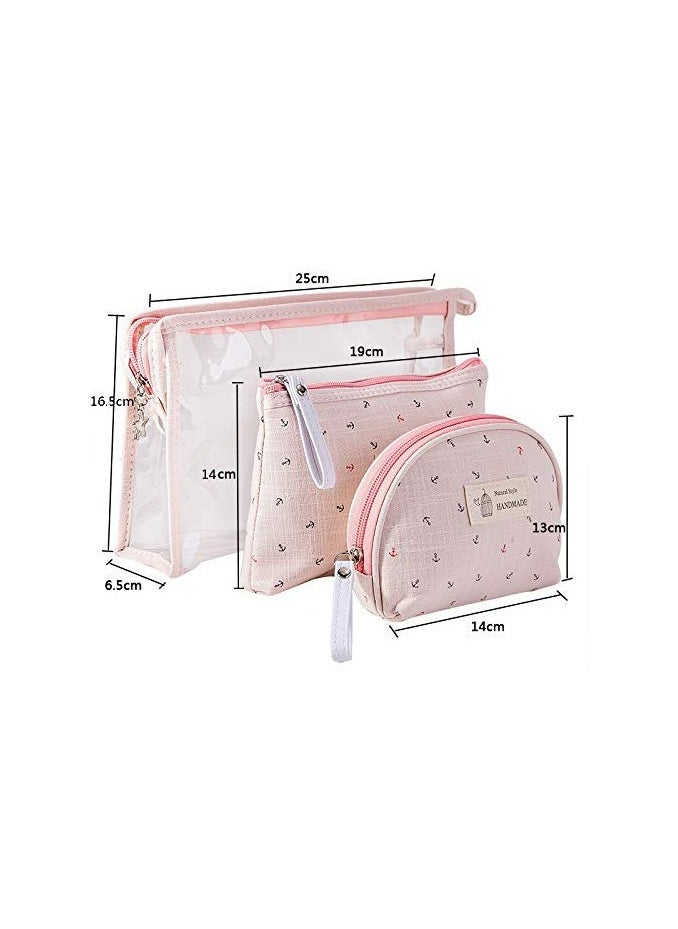 CMGTYYD. مجموعة حقائب مستحضرات تجميل محمولة من 3 قطع، حقيبة سفر لمستحضرات التجميل، حقائب شفافة لتنظيم مستحضرات التجميل بسحاب.  - Image 2