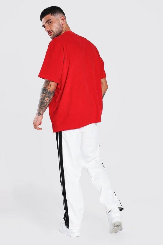LEOTUDE Men's Oversized Half Sleeve Round Neck T-Shirt (FS49PRPLE_DRGN_P_Red_M) - Image 4