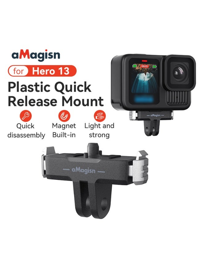 aMagisn Magnetic Quick Release Mount for GoPro Hero13 – Strong Magnetic Base with Anti-Shock Silicone, Secure Locking Buckle, Lightweight & Easy to Install - Image 2