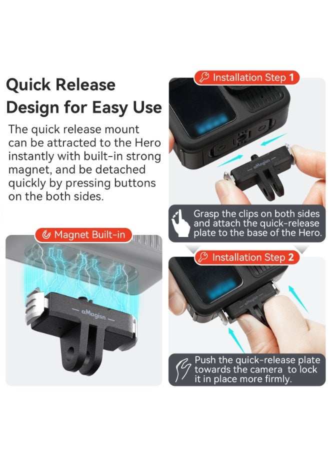 aMagisn Magnetic Quick Release Mount for GoPro Hero13 – Strong Magnetic Base with Anti-Shock Silicone, Secure Locking Buckle, Lightweight & Easy to Install - Image 3