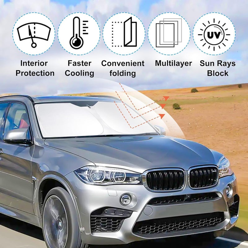 LHFLIVE User feedback upgraded quality Windshield Sun Shade Custom Fit for 2014 2015 2016 2017 2018 BMW X5 Accessories Foldable Sunshade Sun Blocker Protect Car from Sun Rays & Heat Damage Keep Car Cooler Longevity upgraded craftsmanship - Image 2