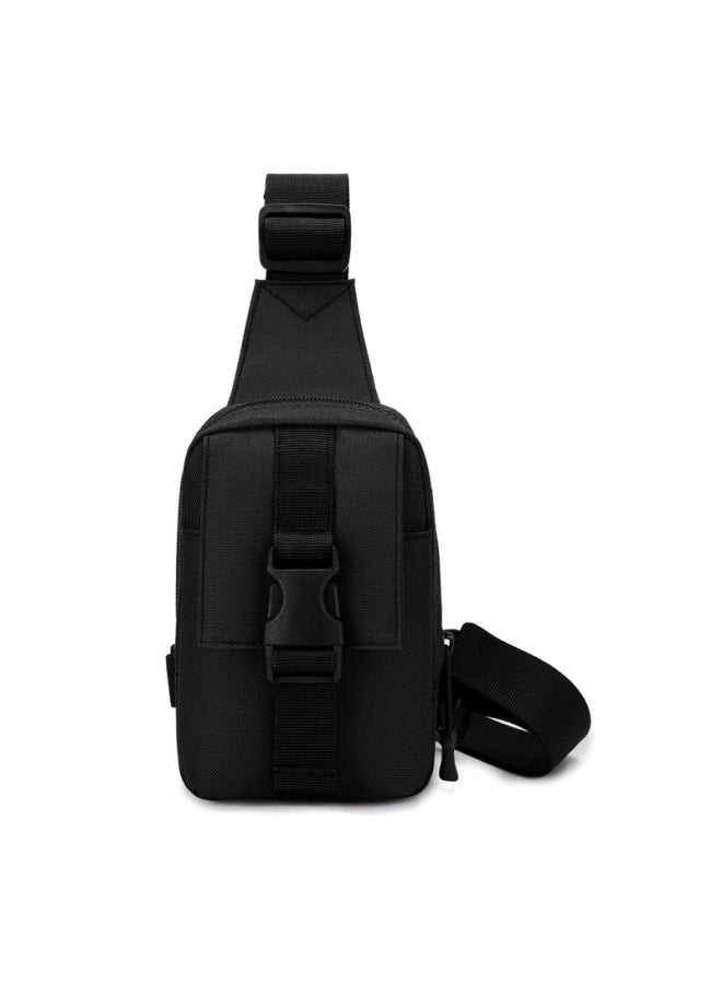 Straight Batch Crossbody Bag Men's Chest Bag Shoulder Bag Men's Waist Bag Casual Bag Men's Bag Student Chest Backpack Men's Trendy-Color:Black - Image 3