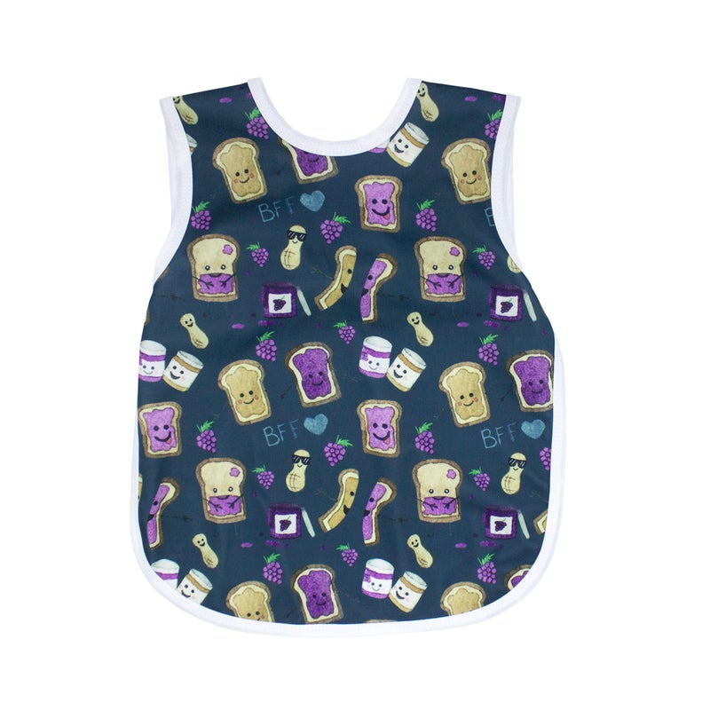 BapronBaby PBJ Pals Bapron - No Neck Tie Safer Bib for Baby & Toddler - Soft Waterproof Stain Resistant - Machine Washable - Sz Baby/Toddler 6m-3T - Image 1