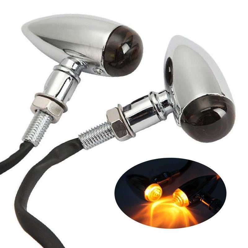 INNOGLOW Motorcycle Bullet Turn Signals Light Universal Front Rear Blinker Indicator for Suzuki Yamaha Kawasaki Harley Davidson Choppers/Cruisers or any Custom Applications 12V (Chrome)