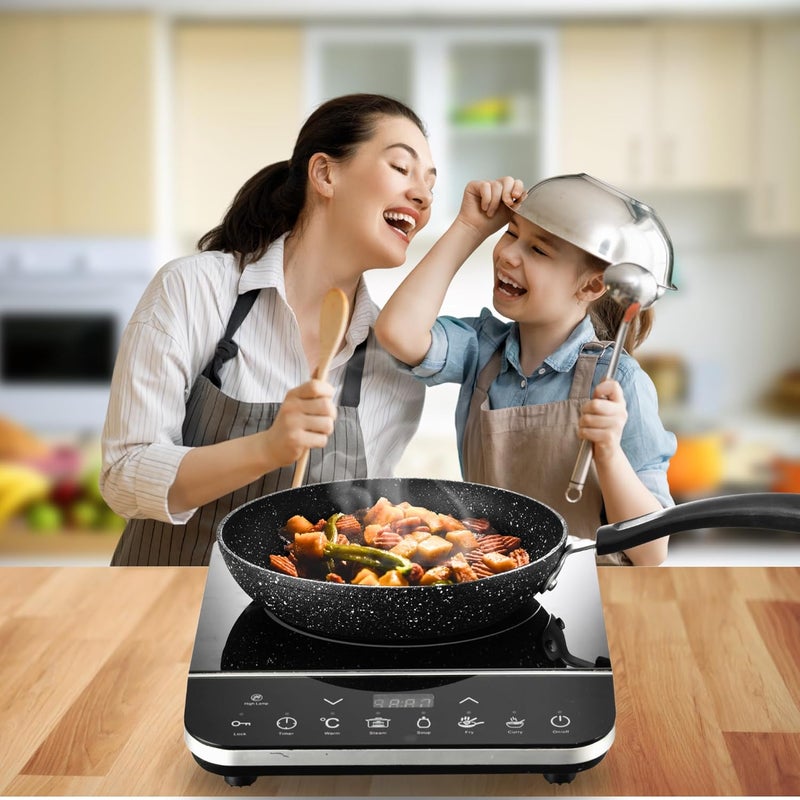 Beefit Frying Pan Nonstick Granite Coating Omelette Pan Healthy Stone Cookware Chef's Pan PFOA Free suitable for induction gas electric ceramic stoves (Black, 24cm) - Image 3