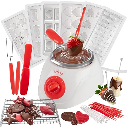 Good Cooking Dual Electric Chocolate Melting Pot Set- Halloween Candy Bar Making or Fondue Fountain Kit w/ 30 Bonus Accessories-Dip, Drizzle & Decorate Strawberries, Marshmallow, Snacks- Party Appetizers Desserts - Image 1