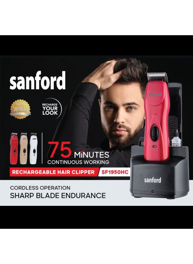 سانفورد ماكينة قص الشعر القابلة لإعادة الشحن، تشغيل لاسلكي، شفرة من الفولاذ المقاوم للصدأ، محرك عالي السرعة، 75 دقيقة من العمل المتواصل، شحن سريع، ماكينة تشذيب الشعر للرجال - Image 4