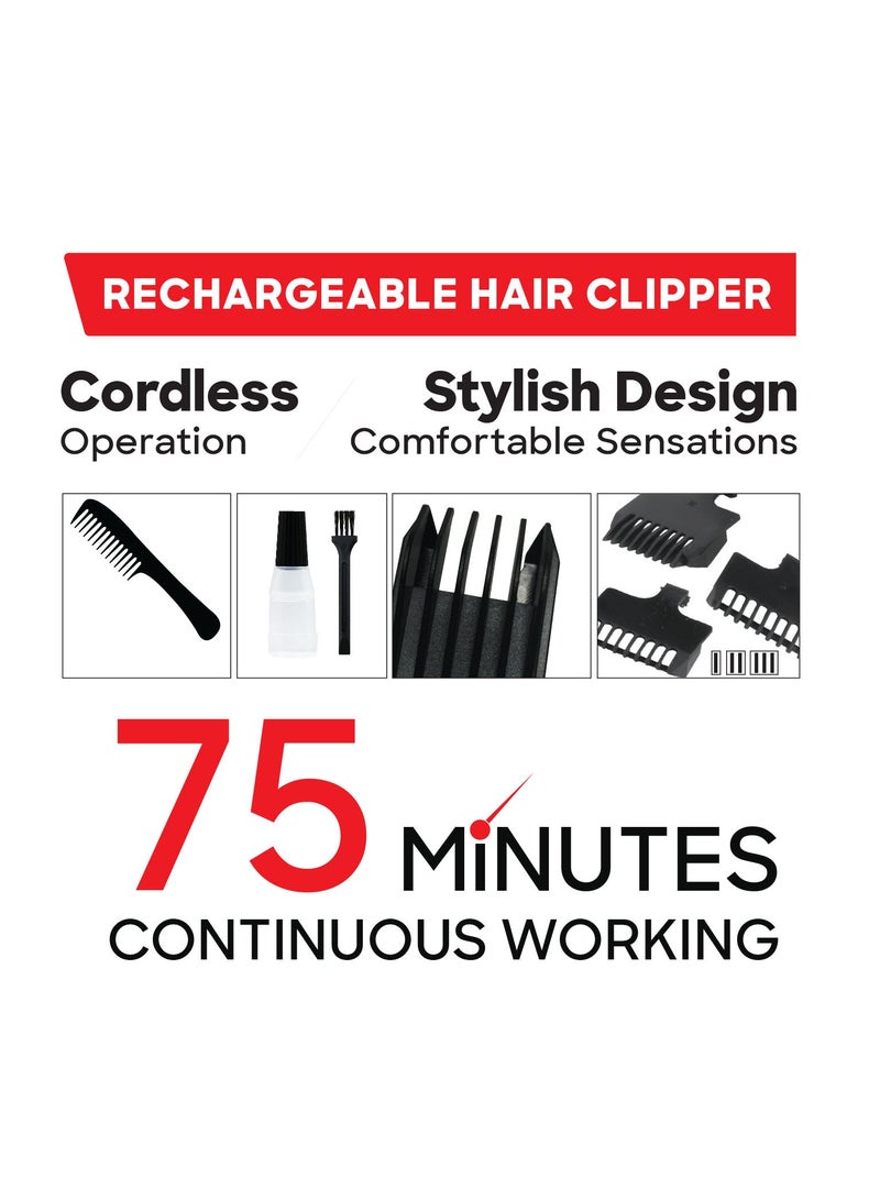 سانفورد ماكينة قص الشعر القابلة لإعادة الشحن، تشغيل لاسلكي، شفرة من الفولاذ المقاوم للصدأ، محرك عالي السرعة، 75 دقيقة من العمل المتواصل، شحن سريع، ماكينة تشذيب الشعر للرجال - Image 3