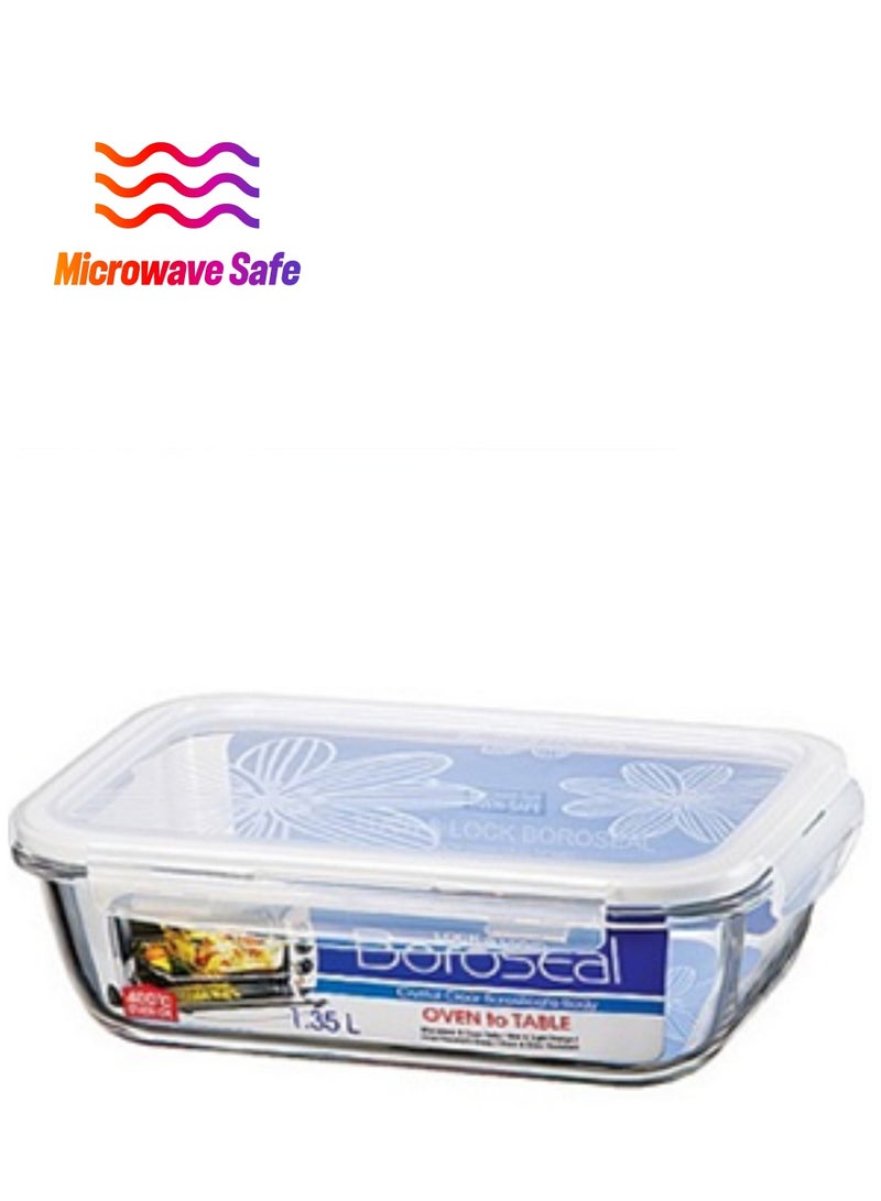 LOCK & LOCK BOROSEAL GLASS RECTANGULAR FOOD CONTAINER 1.35 L - Image 1