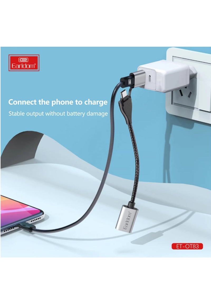 Earldom 2 in 1 OTG Adapter Cable OT83 ,  USB3.0 Nylon Braid Micro/Type C - Black - Image 3