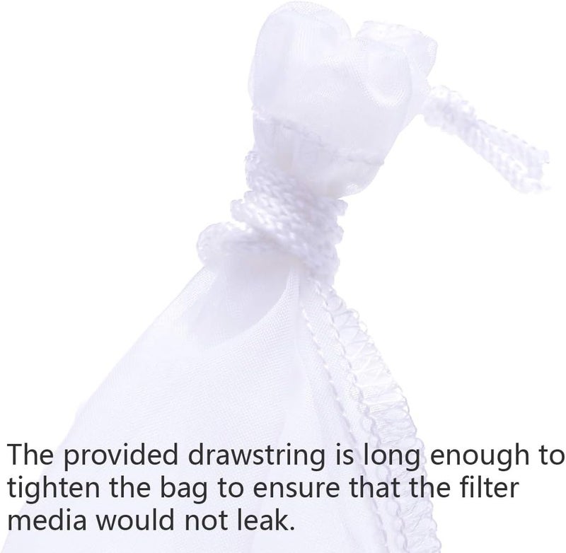 ALEGI Media Filter Bag Aquarium Extra Fine,Reusable 180 Micron Drawstring Mesh Filter Bags for Very Fine Resins Filter (10"*3.9" (3 Pack)) - Image 3