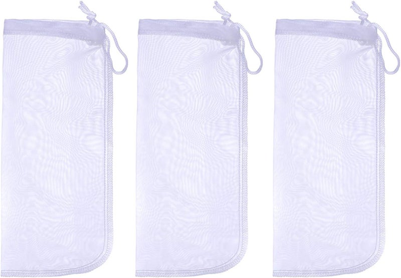 ALEGI Media Filter Bag Aquarium Extra Fine,Reusable 180 Micron Drawstring Mesh Filter Bags for Very Fine Resins Filter (10"*3.9" (3 Pack)) - Image 1