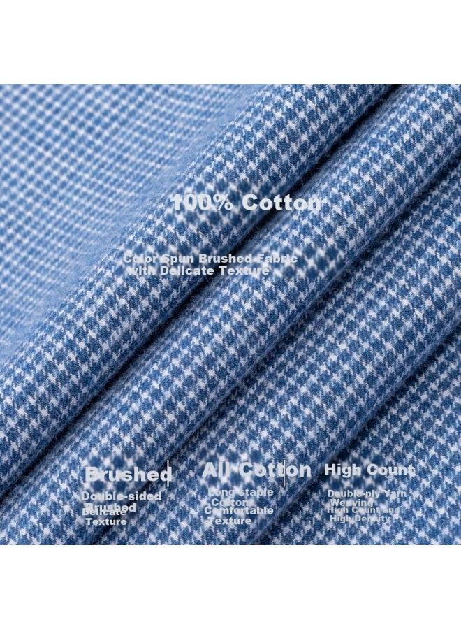 Firs Men's Long Sleeve Flannel Shirt With Pure Cotton Grey Blue Plaid New Casual Business All Cotton Shirt 44 - Image 2