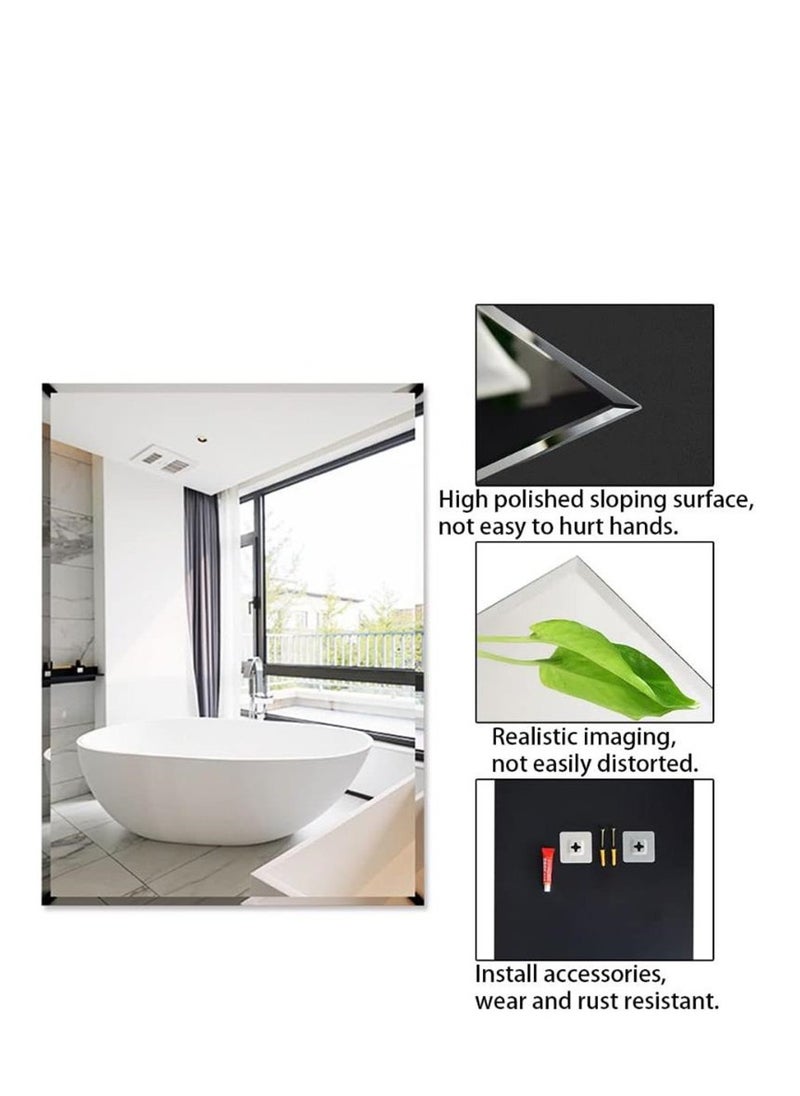 Golden Bathroom Mirror Vanity Makeup Mirror Wall Mounted Frameless Rectangular Mirror for Bathroom Vanity Bedroom Dressing Table Vertical or Horizontal Hanging (50 * 70cm, Clear)  - Image 5
