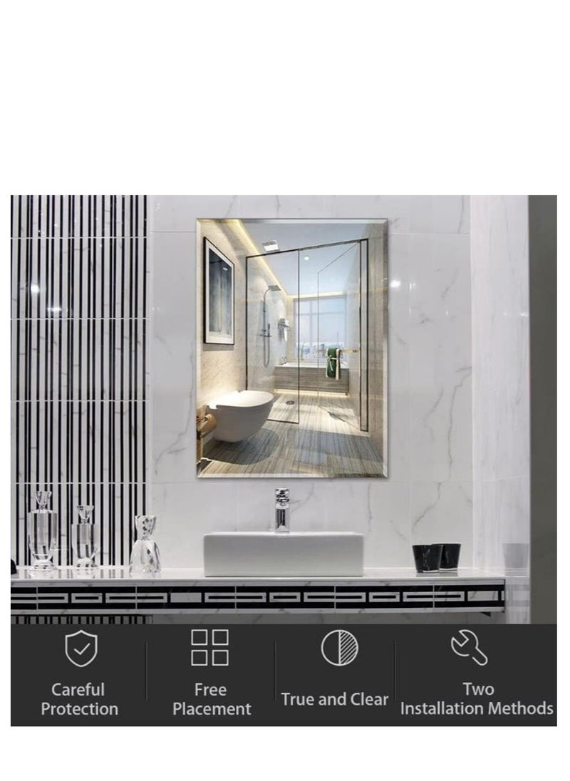 Golden Bathroom Mirror Vanity Makeup Mirror Wall Mounted Frameless Rectangular Mirror for Bathroom Vanity Bedroom Dressing Table Vertical or Horizontal Hanging (50 * 70cm, Clear)  - Image 4