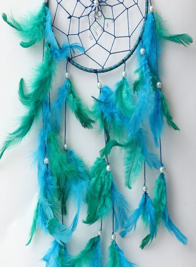 Good Aura Store Wool Dream Catcher For Home Decoration Bedroom Living Room-Wall Hanging For Children Room Decor For Positive Dreams-Dream Catchers/Wind Chimes For Balcony Garden,15Lx62Hcm,Turquoise - Image 2