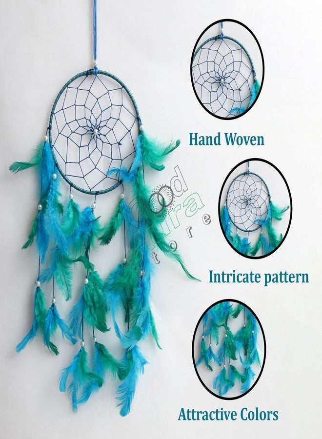 Good Aura Store Wool Dream Catcher For Home Decoration Bedroom Living Room-Wall Hanging For Children Room Decor For Positive Dreams-Dream Catchers/Wind Chimes For Balcony Garden,15Lx62Hcm,Turquoise - Image 4