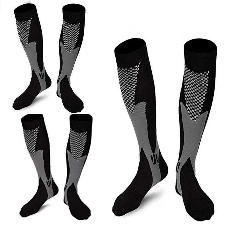 ZFiSt 3 Pair Sport Compression Socks Men Women, Compression Stocking Nurse Socks for Edema Travel(Black+black+black,XXL) - Image 1