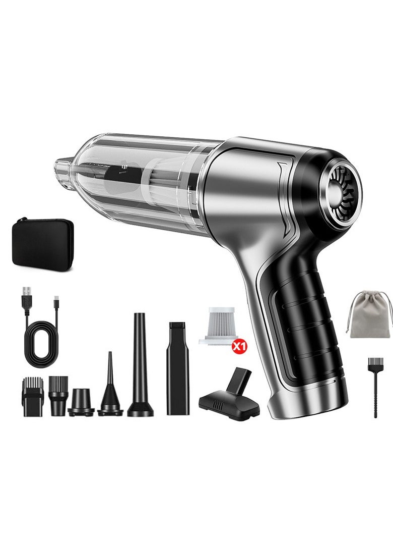 Joshberg - 7 in 1 Air Duster Mini Vacuum 12000PA 4000mAh Handheld Vacuum Cleaner Rechargeable,Cordless Car Vacuum Cleaner with Filter,Black/Grey - Image 1