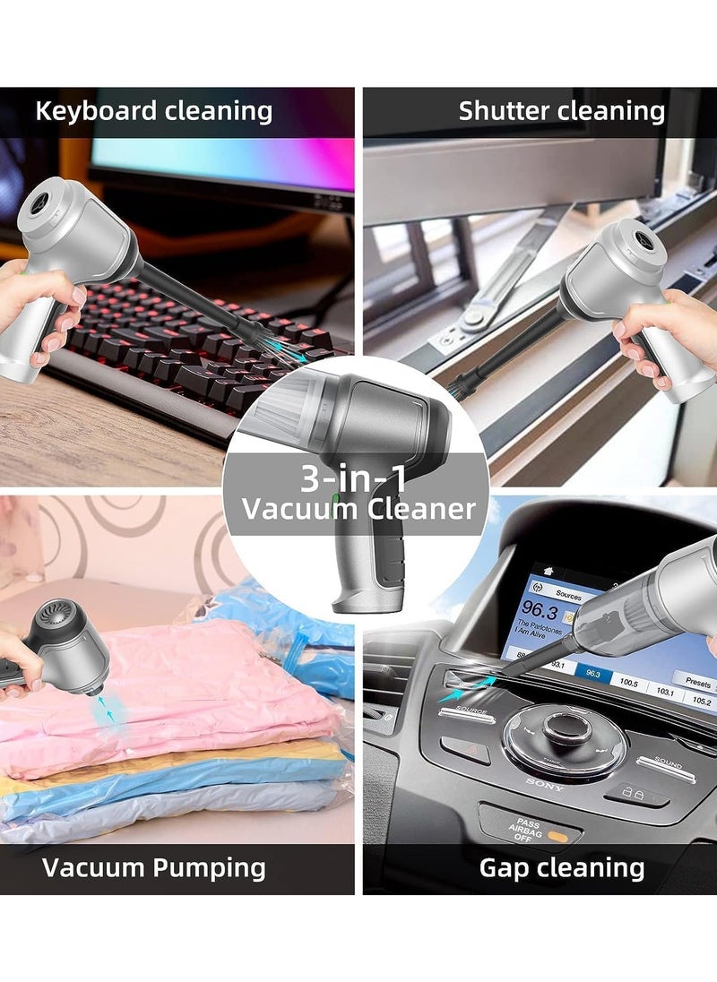 Joshberg - 7 in 1 Air Duster Mini Vacuum 12000PA 4000mAh Handheld Vacuum Cleaner Rechargeable,Cordless Car Vacuum Cleaner with Filter,Black/Grey - Image 1