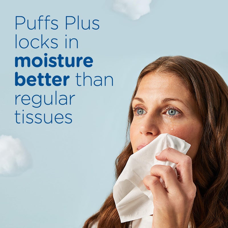 Puffs Plus Lotion Facial Tissues, 8 Family Boxes, 124 Facial Tissues per Box, Allergies and Colds - Image 5