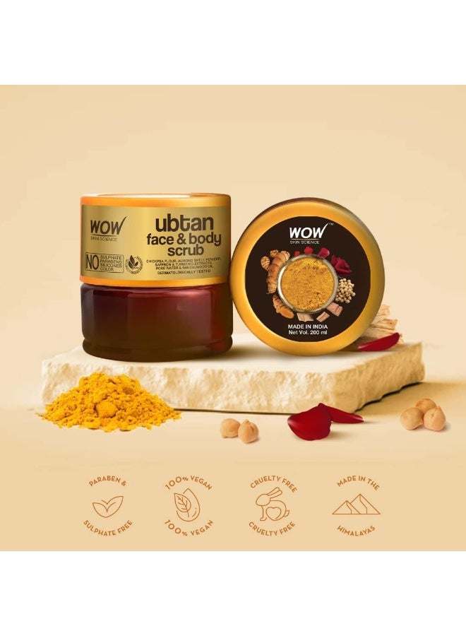 Face And Body Ubtan Scrub With Chickpea Flour, Saffron And Turmeric Extract 200 Ml