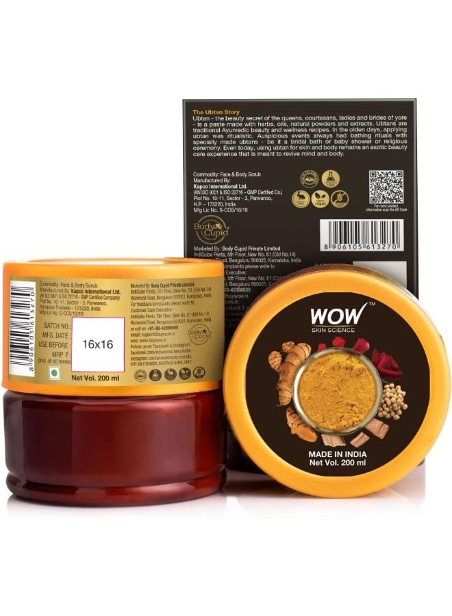 Face And Body Ubtan Scrub With Chickpea Flour, Saffron And Turmeric Extract 200 Ml