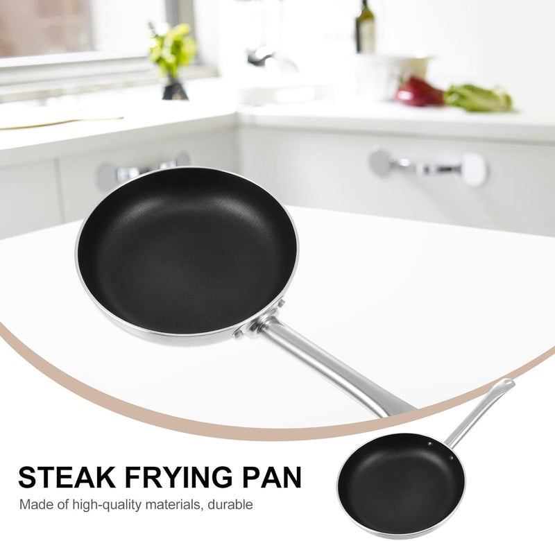Aluminum Frying Pan Non-stick Steak Skillet 22cm with Single Handle 3.0mm Thick Base Compatible with Gas and Electric Stovetops Portable Kitchen Cookware - Image 5