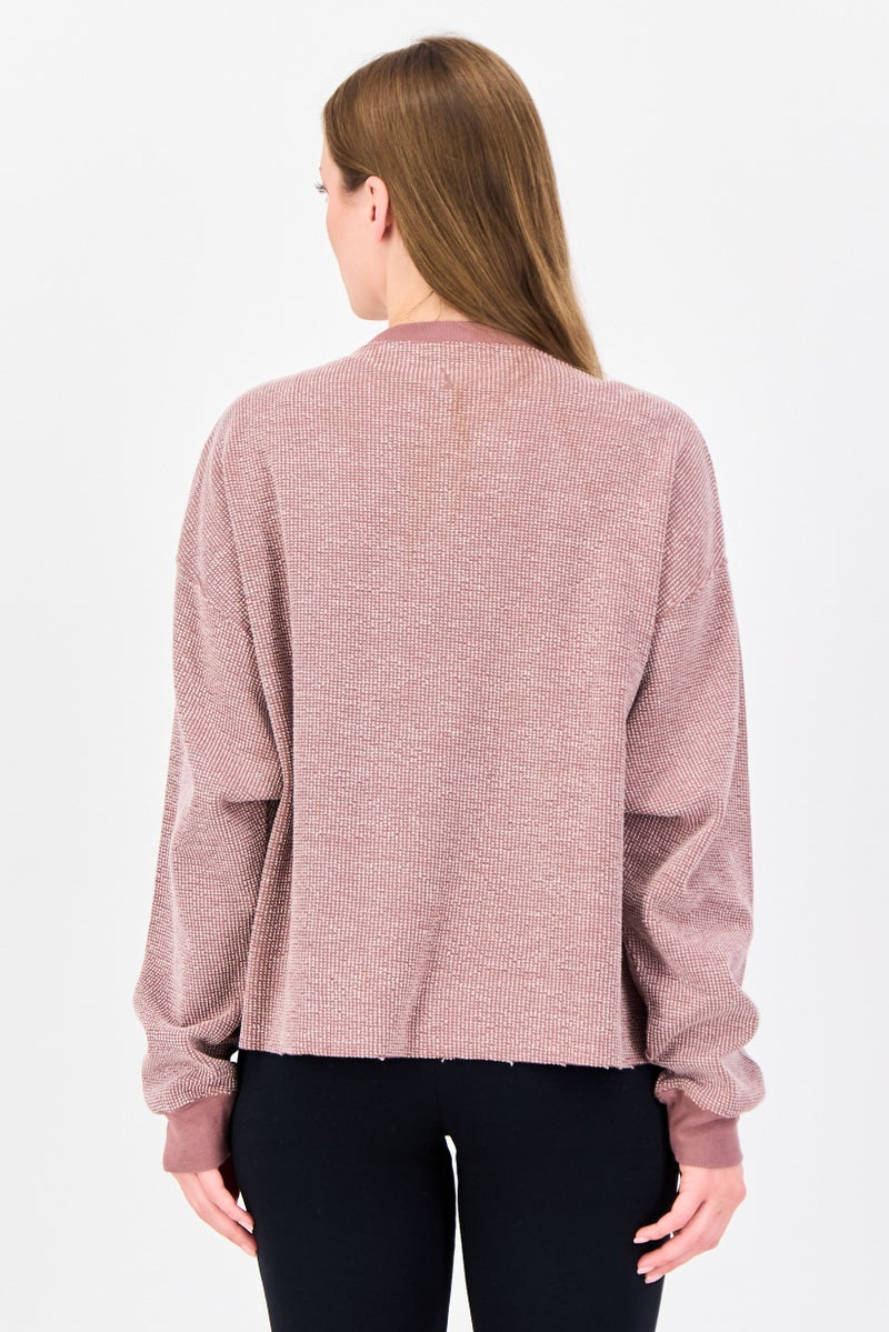 Nike Women Sportswear Fit Long Sleeve Yoga Sweatshirt, Mauve - Image 3