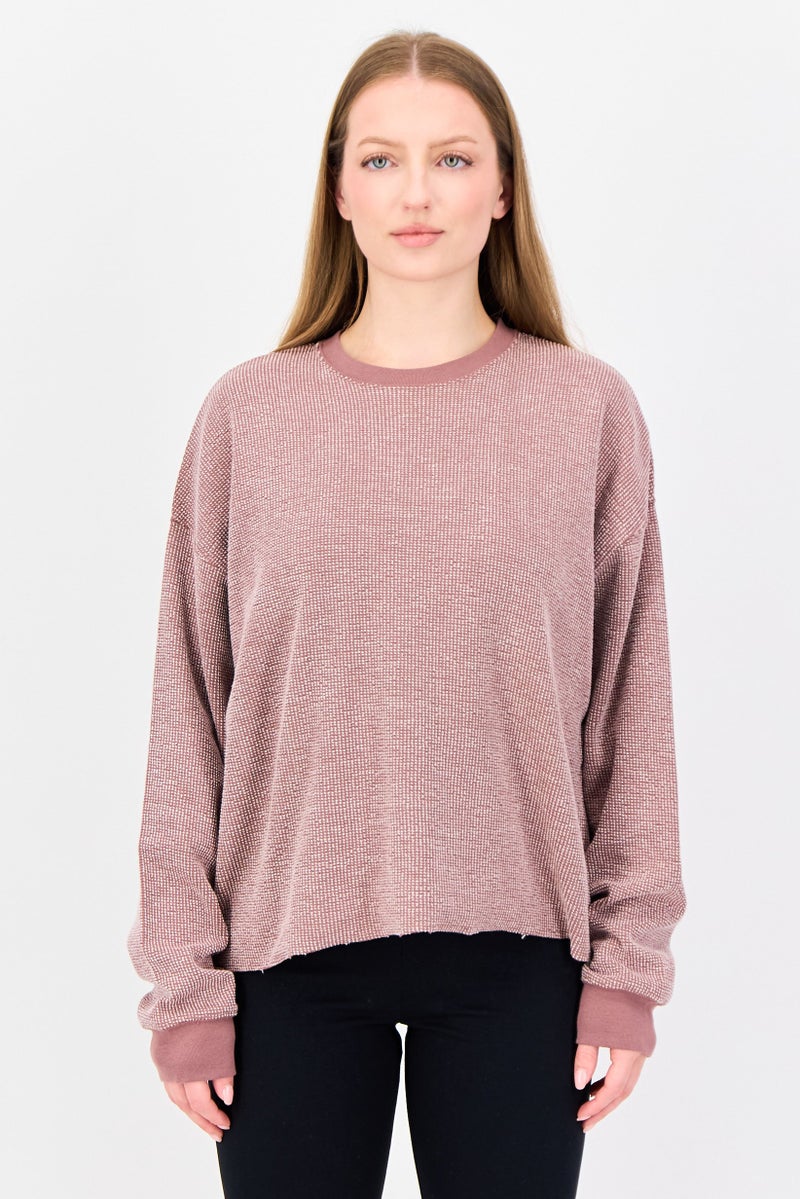 Nike Women Sportswear Fit Long Sleeve Yoga Sweatshirt, Mauve - Image 1
