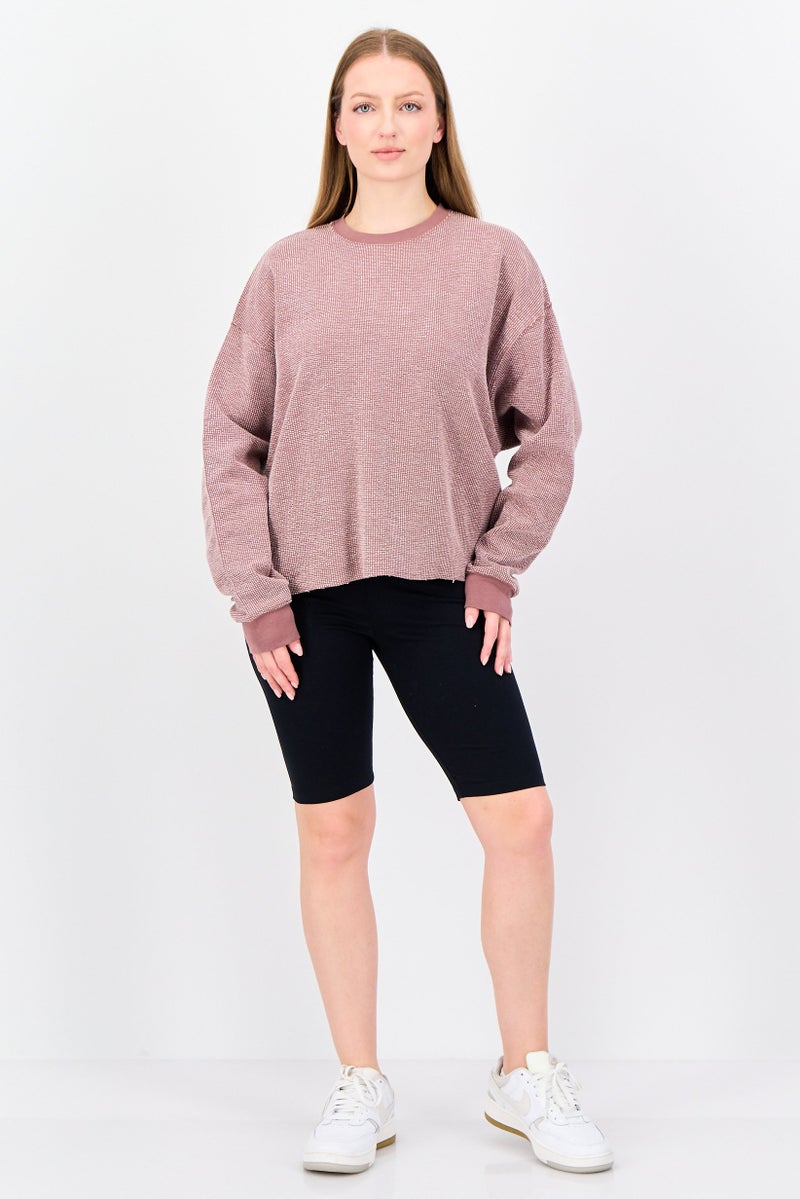 Nike Women Sportswear Fit Long Sleeve Yoga Sweatshirt, Mauve - Image 4